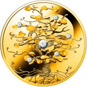 Niue Island THE TREE OF LUCK $100 Gold Coin 2019 Diamond insert Proof 1.5 oz
